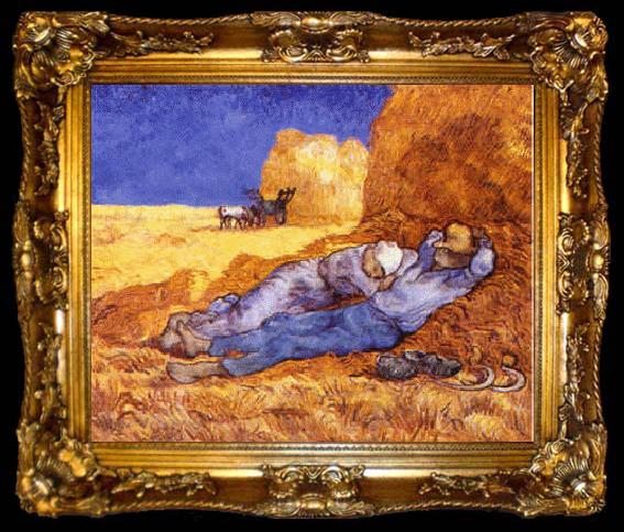 framed  Vincent Van Gogh Noon : Rest from Work, ta009-2